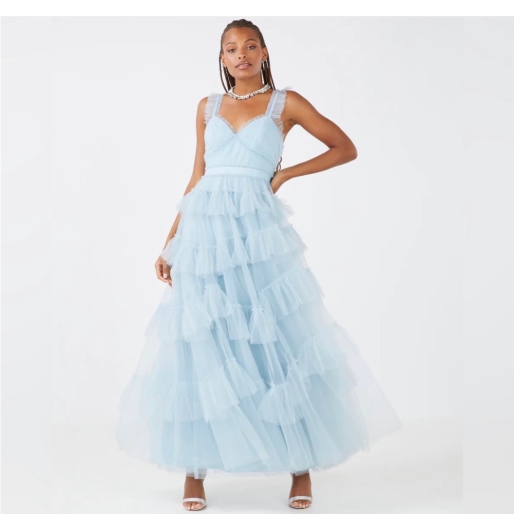 BCBGMAXAZRIA Luna Tiered Ruffle Evening Gown